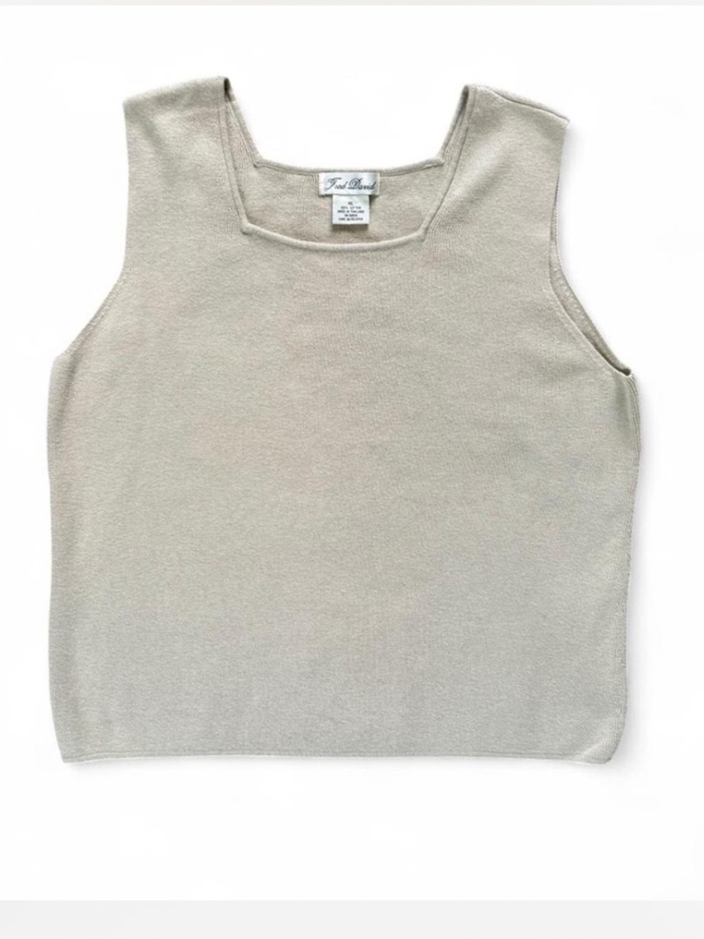 Fred David Sleeveless Sweater Beige Women’s XL Minimalist Americana Preppy Top